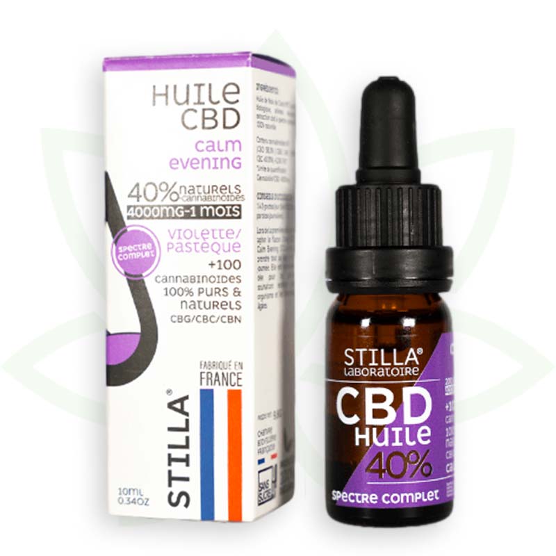 cbd oil calm evening 40 percent 10ml full spectrum stilla france mafrenchweed 10